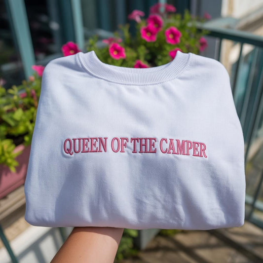 Embroidered Queen of the Camper Sweatshirt, RV Camping Shirt