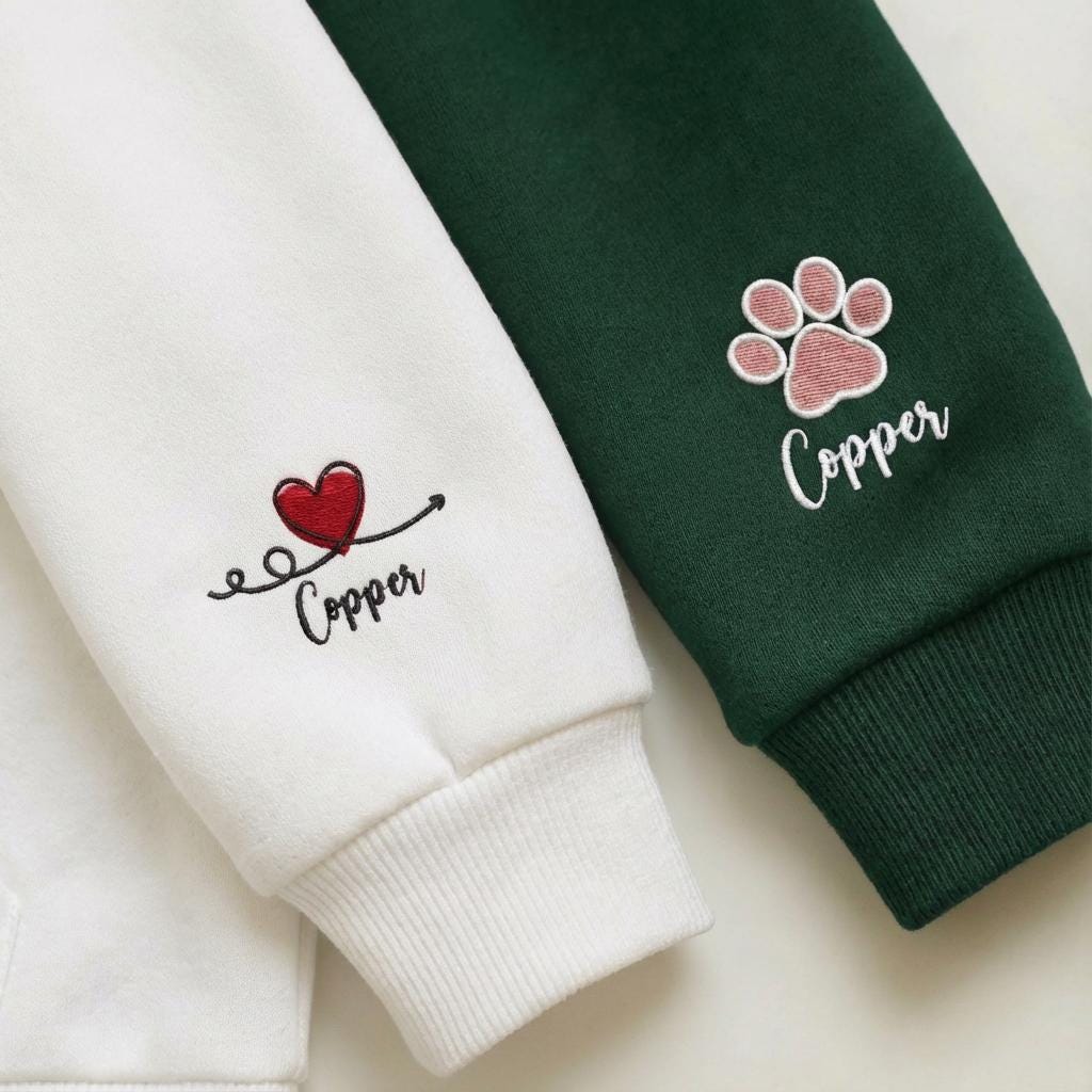 Embroidered Dog Mom Dad Sweatshirt, Custom Pet Portrait Varsity Crewneck, Mother’s Day Gift for Dog Lovers, Personalized Dog Gift