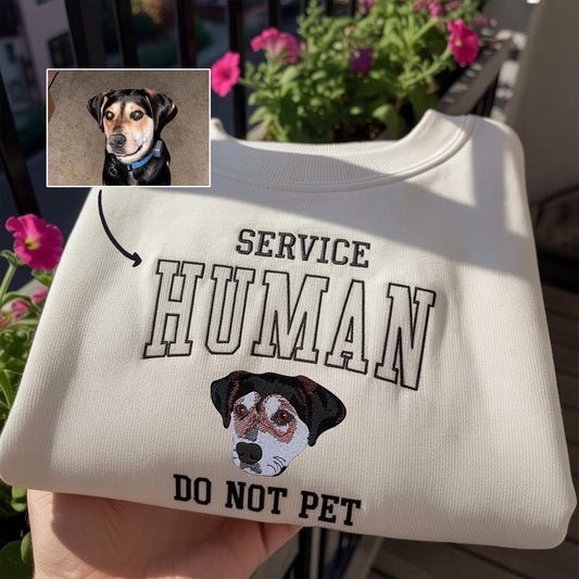 Custom Pet Portrait Embroidered Sweatshirt, Personalized Dog Cat Gift