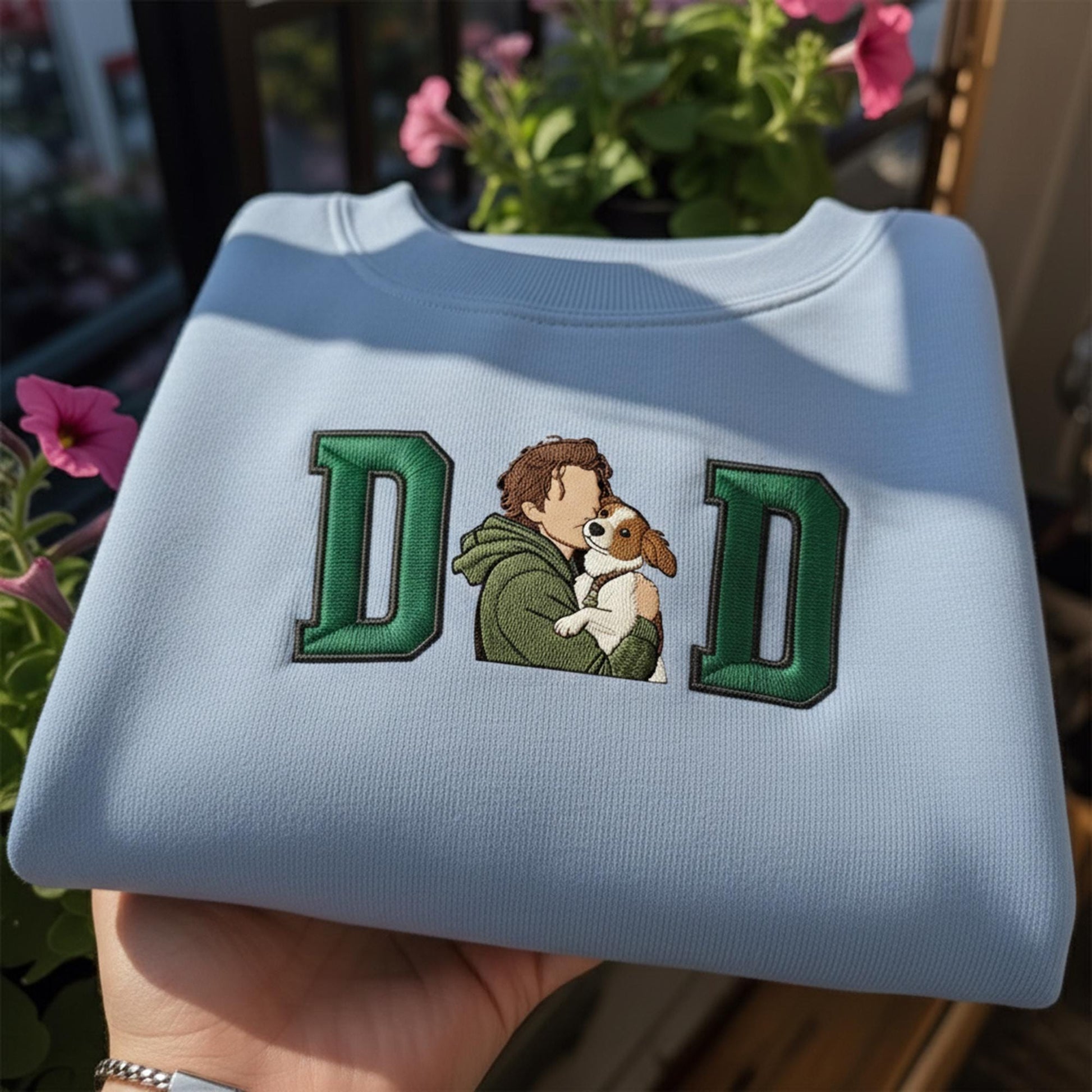 Embroidered Custom Dog Dad Sweatshirt, Personalized Pet Names Shirt