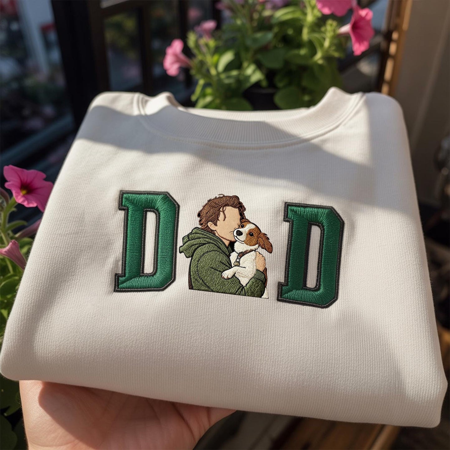 Embroidered Custom Dog Dad Sweatshirt, Personalized Pet Names Shirt