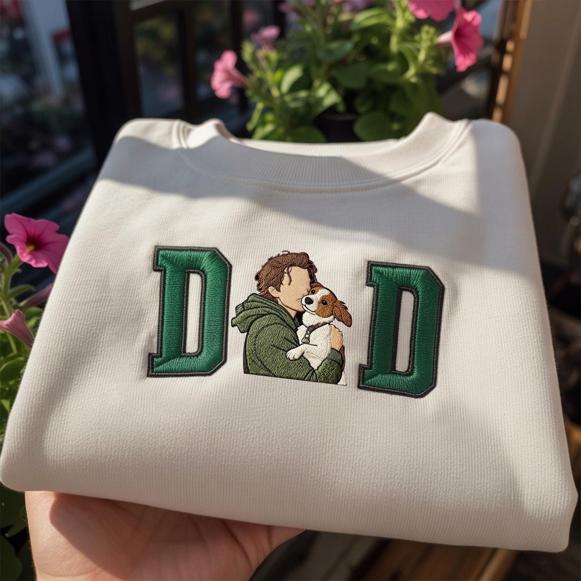 Embroidered Custom Dog Dad Sweatshirt, Personalized Pet Names Shirt