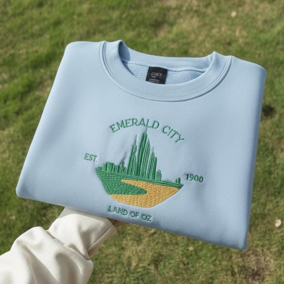 Embroidered Emerald City Sweatshirt, Wizard Fan Gift