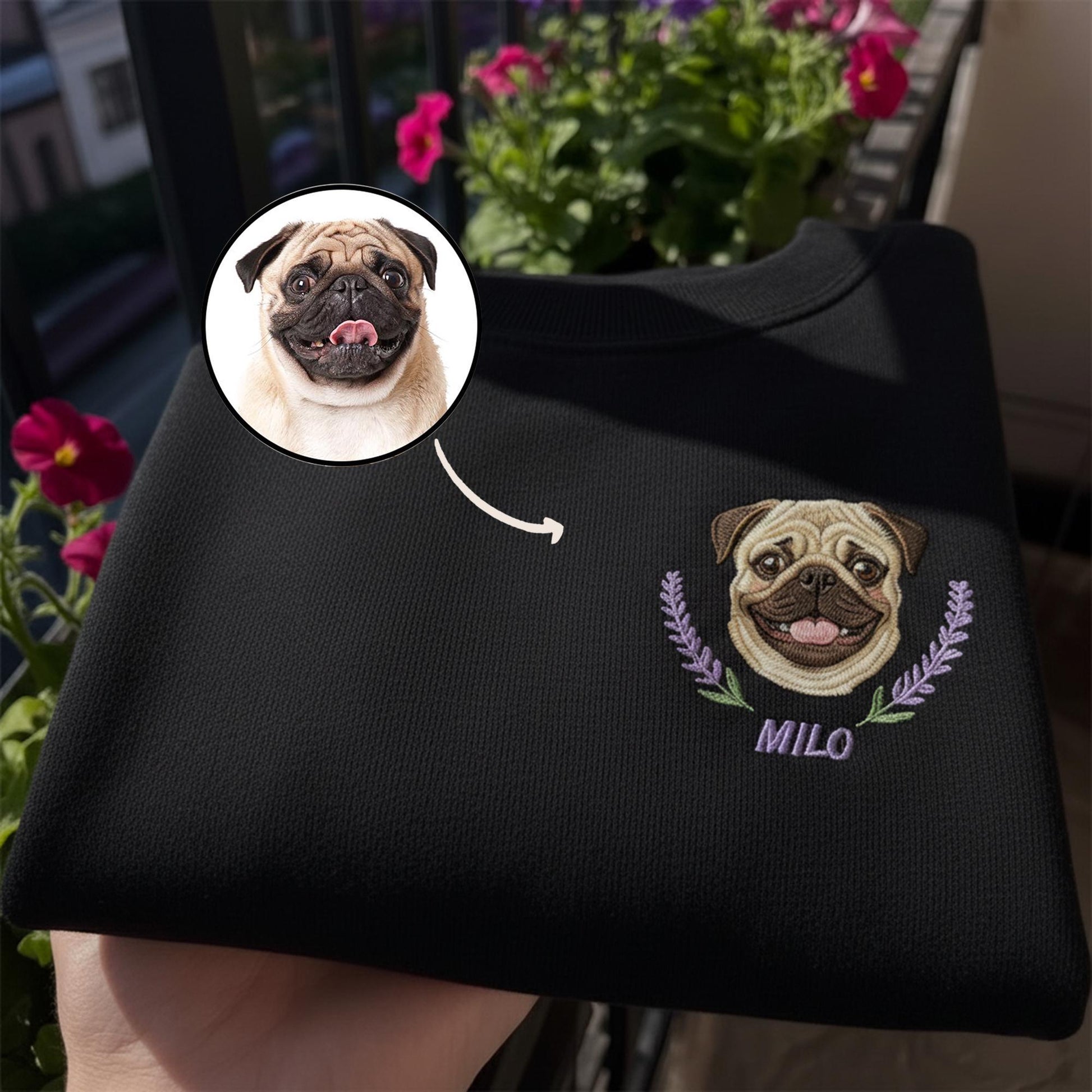 Custom Dog Face Embroidered Sweatshirt, Personalized Cat Photo Hoodie, Pet Portrait T-Shirt, Embroidery Sweater, Gift for Pet Lovers