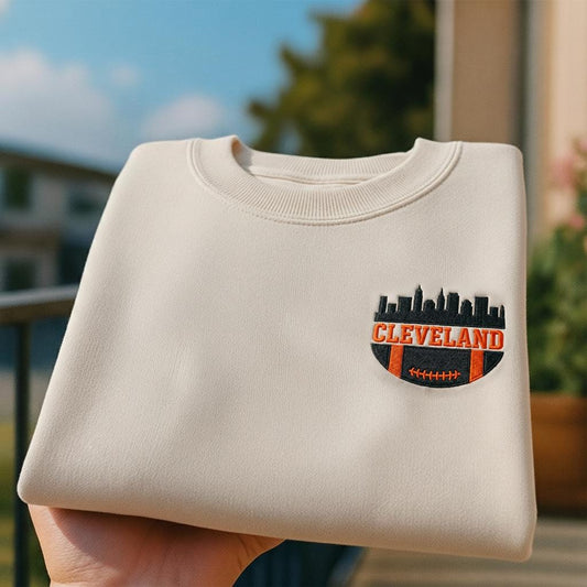 Embroidered American Football Sweatshirt, Cleveland Sweatshirt, Game Day Football Shirt, Custom Football City, Football Sweatshirt