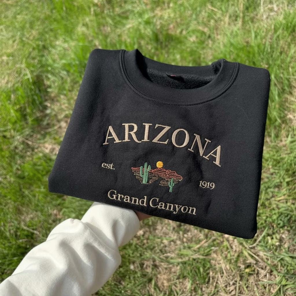 Arizona Embroidered Sweatshirt, Desert Southwest Crewneck, Arizona Travel Souvenir Gift