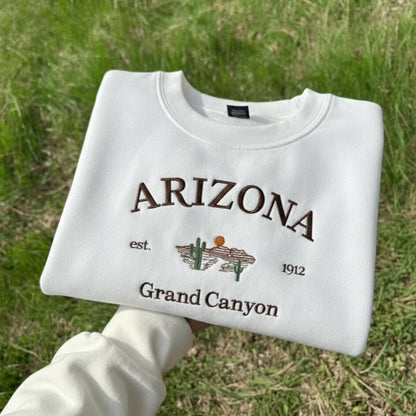 Arizona Embroidered Sweatshirt, Desert Southwest Crewneck, Arizona Travel Souvenir Gift