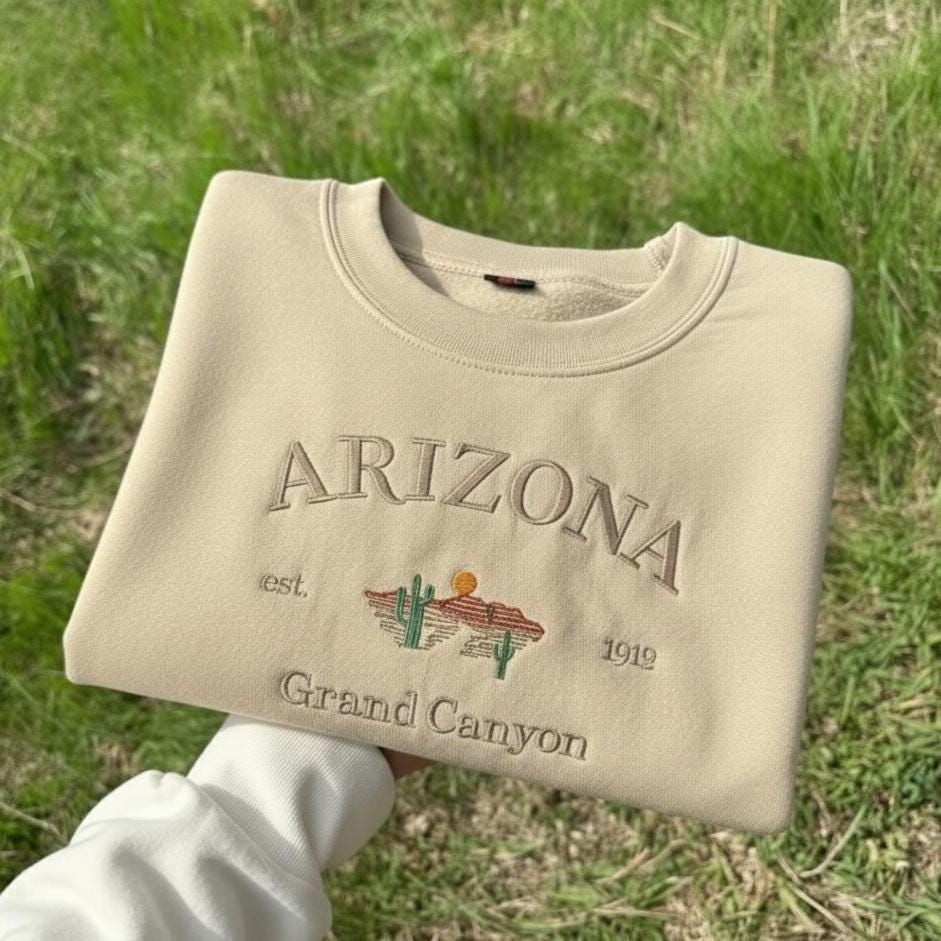 Arizona Embroidered Sweatshirt, Desert Southwest Crewneck, Arizona Travel Souvenir Gift