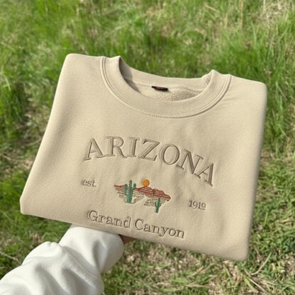 Arizona Embroidered Sweatshirt, Desert Southwest Crewneck, Arizona Travel Souvenir Gift