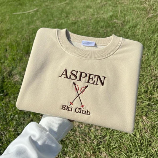 Aspen Embroidered Sweatshirt, Colorado Mountain Crewneck, Aspen Ski Resort Travel Souvenir Gift