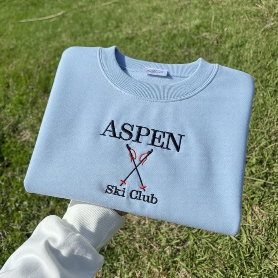 Aspen Embroidered Sweatshirt, Colorado Mountain Crewneck, Aspen Ski Resort Travel Souvenir Gift