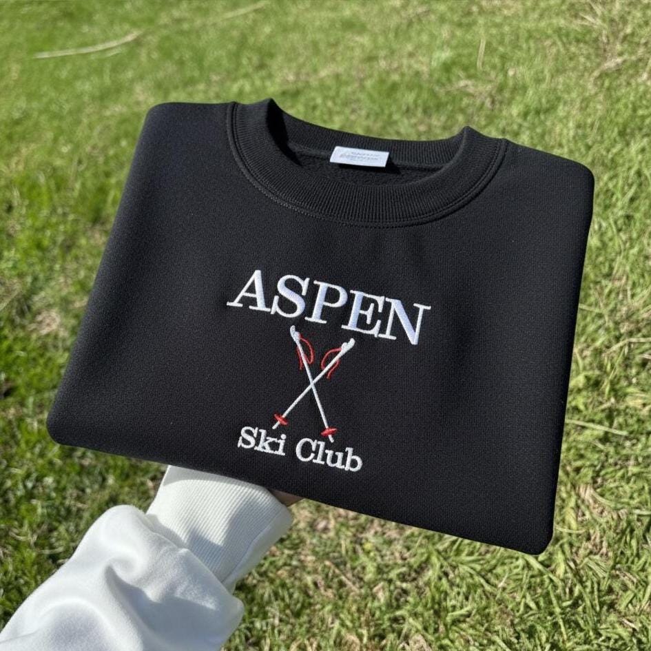 Aspen Embroidered Sweatshirt, Colorado Mountain Crewneck, Aspen Ski Resort Travel Souvenir Gift