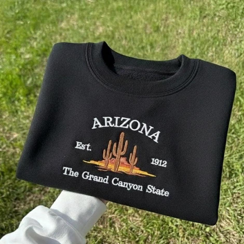Arizona Embroidered Crewneck, Arizona State Sweatshirt, Desert Southwest Travel Souvenir Gift