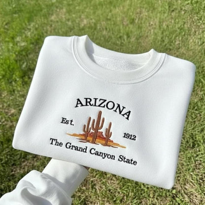 Arizona Embroidered Crewneck, Arizona State Sweatshirt, Desert Southwest Travel Souvenir Gift