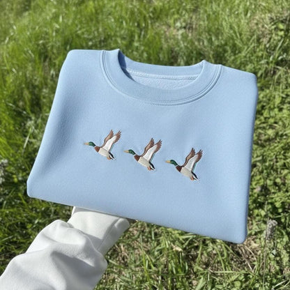 Embroidered Duck Sweatshirt, Animal Lover Crewneck Gift