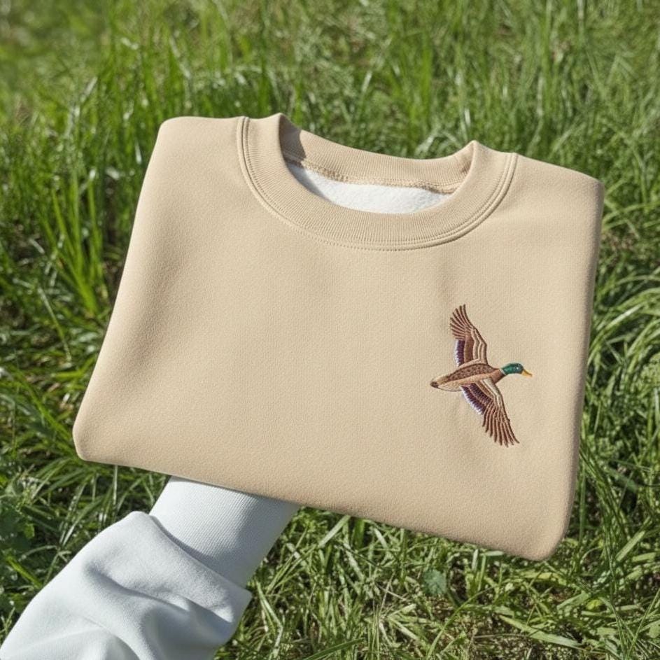 Mallard Duck Embroidered Crewneck Sweatshirt, Nature Lover Gift