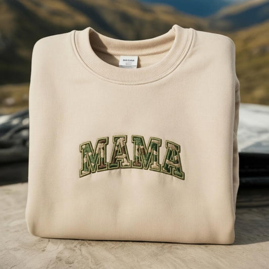Embroidered Camo Mama Sweatshirt, Hunting Wife Shirt