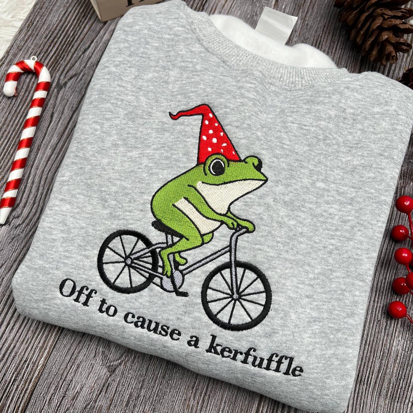 Shirt Funny Frog Embroidered Shirt, Off to Cause a Kerfuffle Frog Embroidery Shirt, Cute Funny Frog Gift