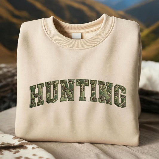 Embroidered Hunting Camo Sweatshirt, Gift for Hunter