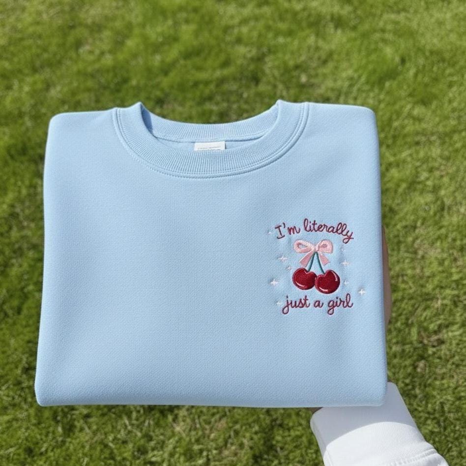 Embroidered Sweatshirt, Funny Y2K Meme, Girly Crewneck