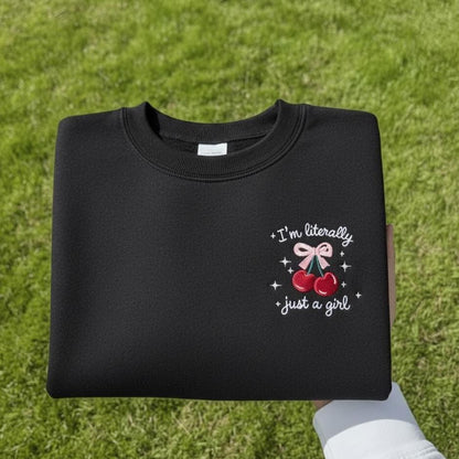 Embroidered Sweatshirt, Funny Y2K Meme, Girly Crewneck