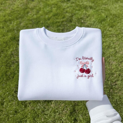 Embroidered Sweatshirt, Funny Y2K Meme, Girly Crewneck