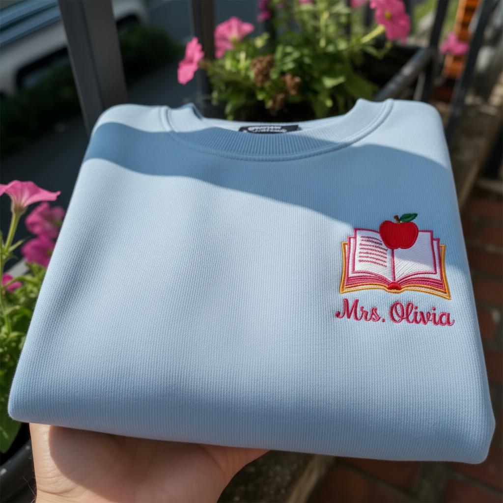 Embroidered Custom Teacher Name Sweathirt,Personalized Teacher Appreciation Gift for Teacher Shirt, Back to School Tee, Teacher Team Tshirts