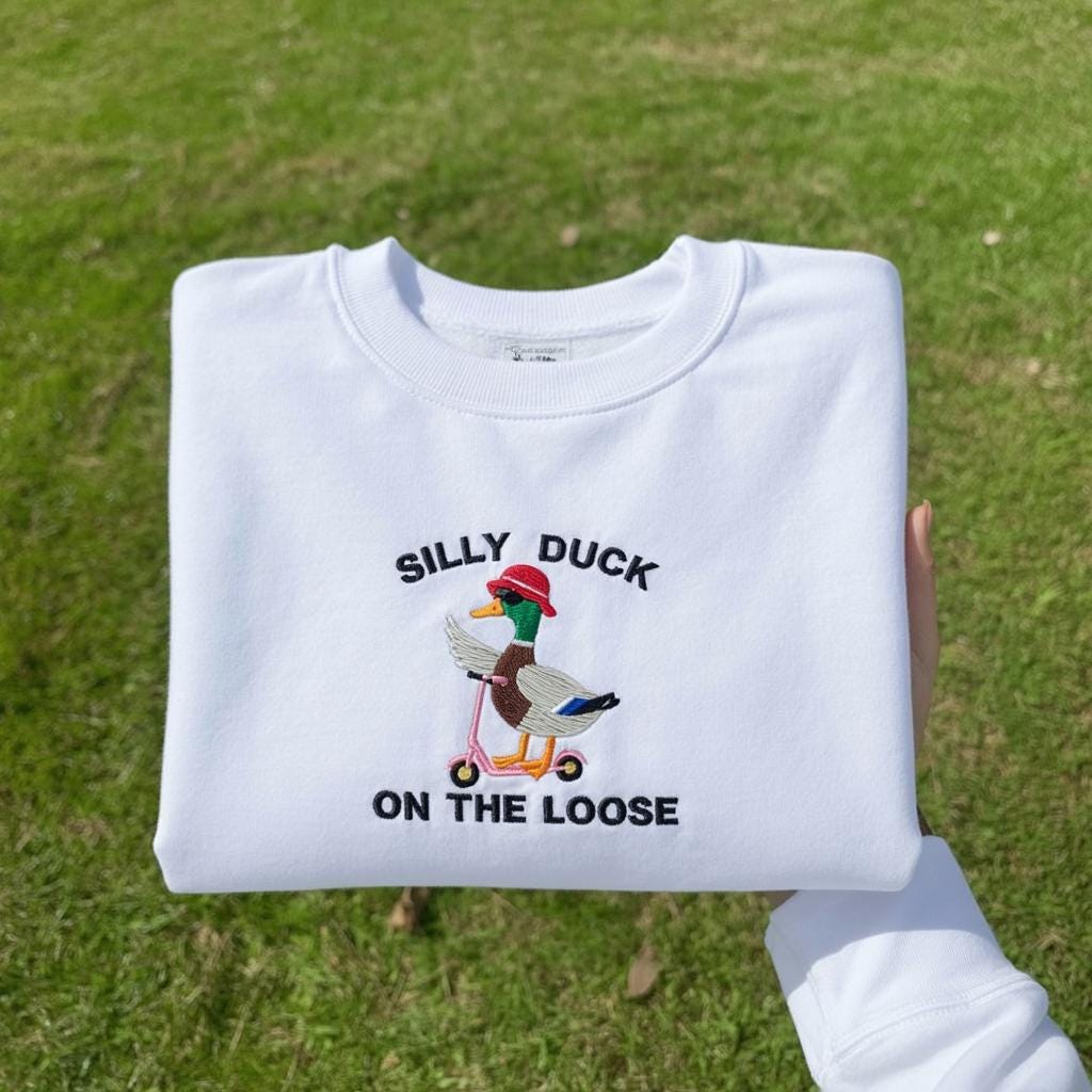 Embroidered Silly Goose Shirt, Funny Duck Design