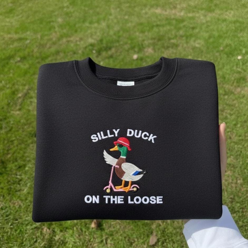 Embroidered Silly Goose Shirt, Funny Duck Design