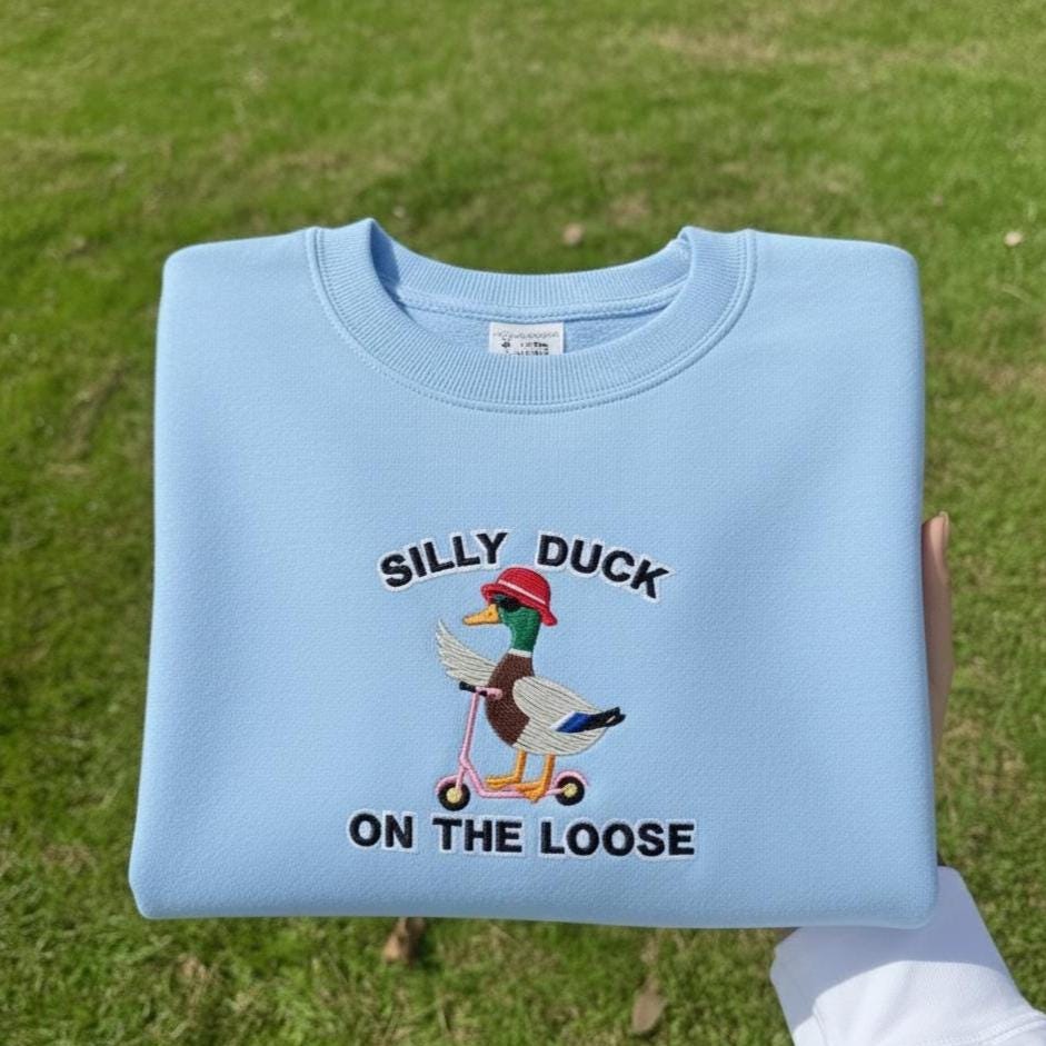 Embroidered Silly Goose Shirt, Funny Duck Design