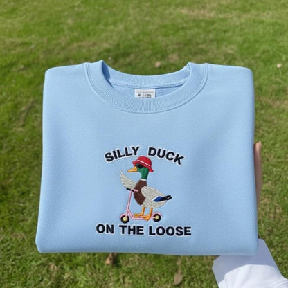 Embroidered Silly Goose Shirt, Funny Duck Design