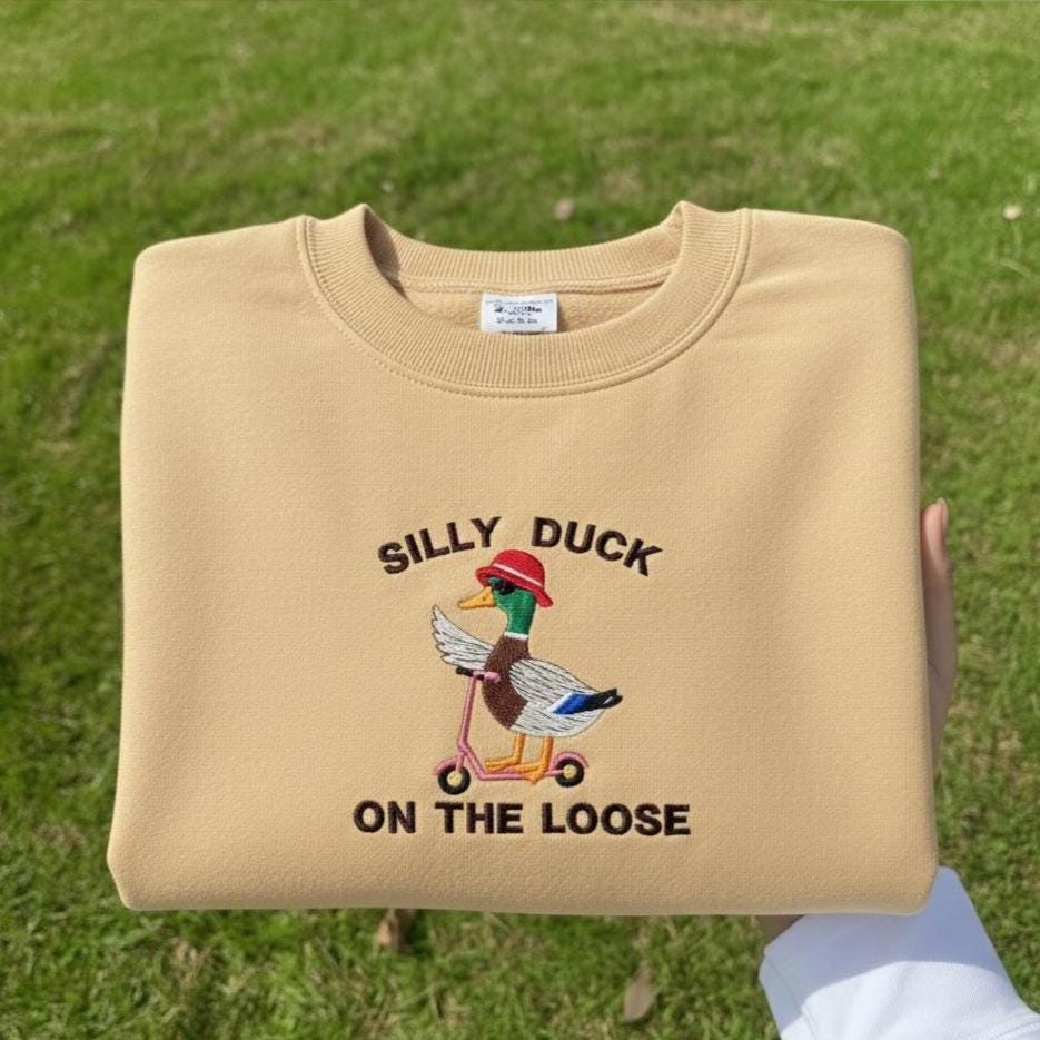 Embroidered Silly Goose Shirt, Funny Duck Design