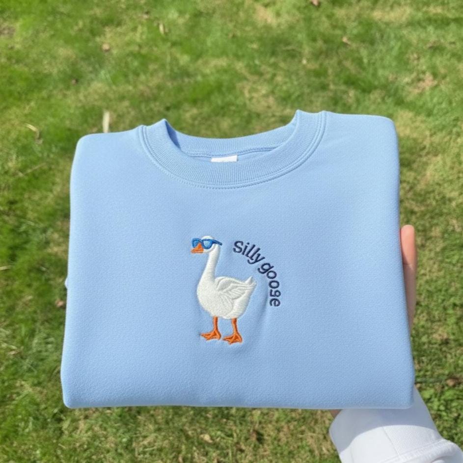 Silly Goose Embroidered Sweatshirt, University Crewneck