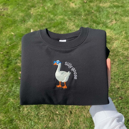 Silly Goose Embroidered Sweatshirt, University Crewneck