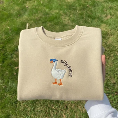 Silly Goose Embroidered Sweatshirt, University Crewneck