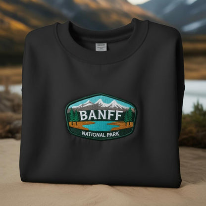Banff mountain lake Embroidered Sweatshirt, Utah Stamp Jumper, Vintage National Park Crewneck, Travel Gift for Hiker