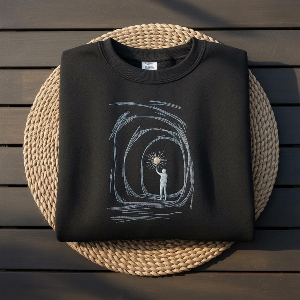 Sweatshirt Faith Embroidered Sweatshirt, Child Holding God’s Light Crewneck, Christian Jesus Gift