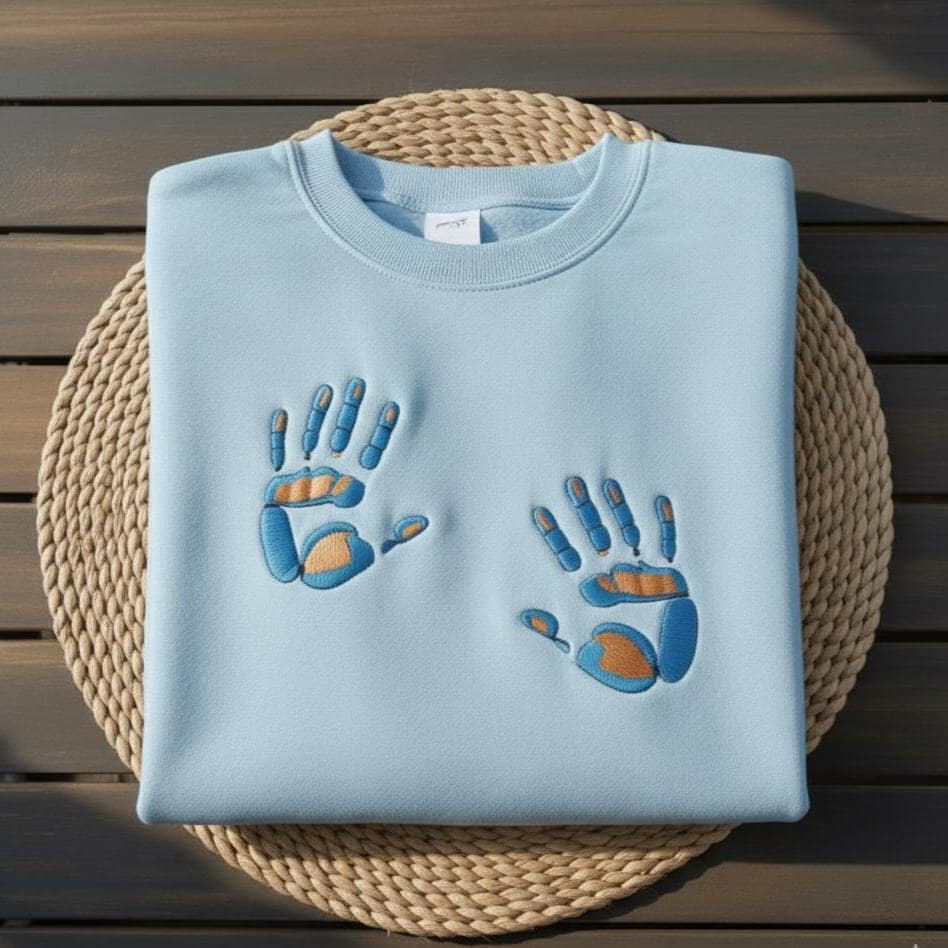 Embroidered Handprint Sweatshirt, Custom Family Keepsake Crewneck