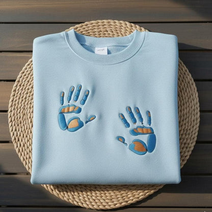 Embroidered Handprint Sweatshirt, Custom Family Keepsake Crewneck