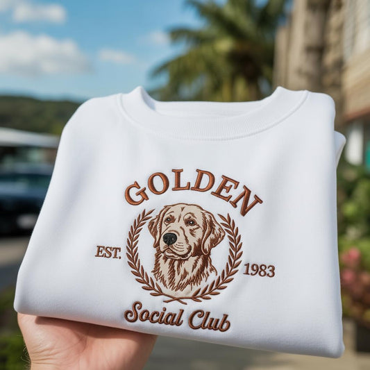 Embroidered Golden Retriever Sweatshirt, Personalized Dog Mom Gift