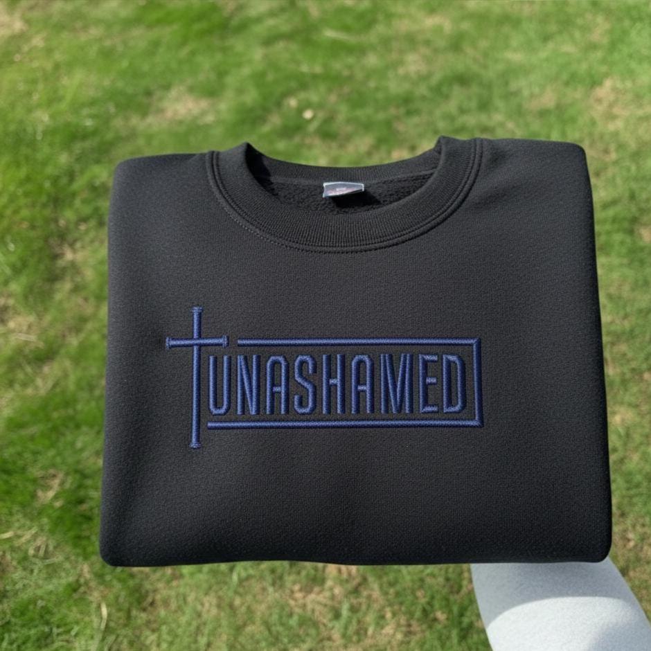 Sweatshirt Unashamed Embroidered Sweatshirt, Christian Faith Cross Crewneck, Bold Jesus Believer Embroidery Gift