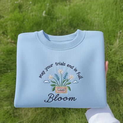 Embroidered Bloom Sweatshirt, Floral Positivity Quote