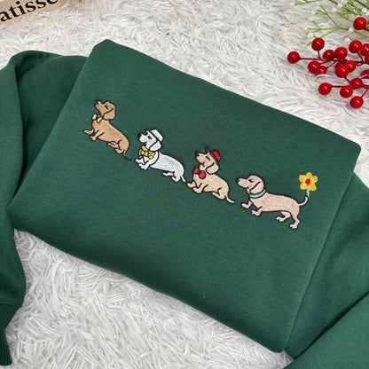 Dachshund Embroidered Sweatshirt, Wiener Dog Crewneck, Sausage Dog Sweater, Cute Puppy Shirt, Dog Mom Gift, Pet Lover Apparel, Doxie Crew