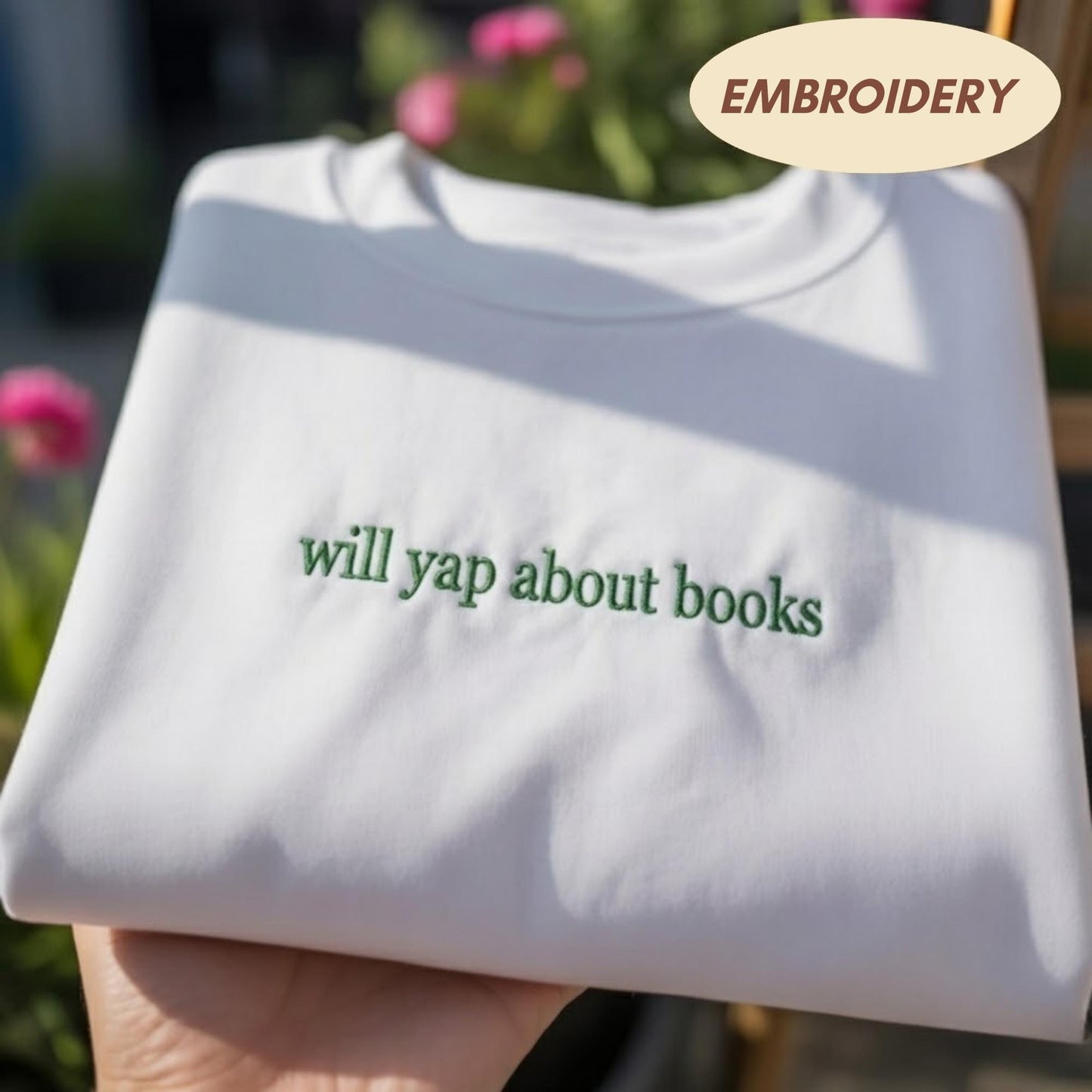 Will Yap About Books Embroidered Sweatshirt, Funny Bookish Crewneck, Book Lover Gift, Reading Addict Sweater, Bookworm Club Outfit