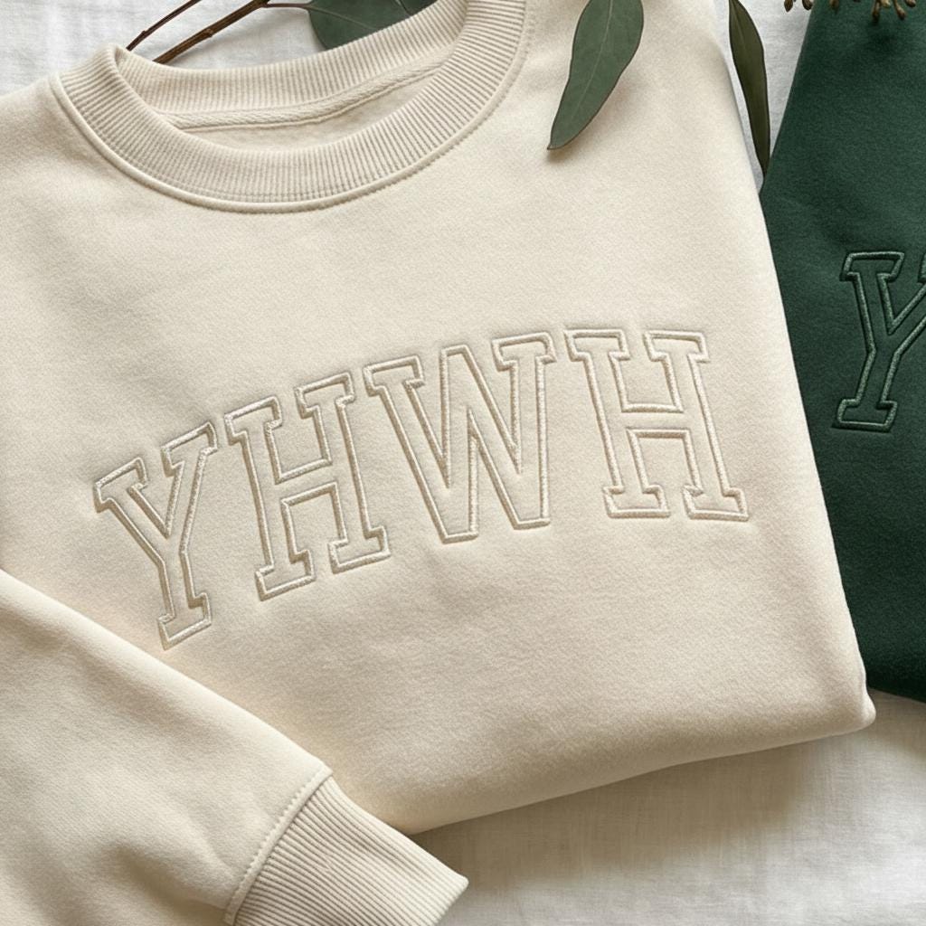 YHWH Embroidered Sweatshirt, Minimalist Christian Crewneck, Aesthetic Faith Based Gift, Tonal Embroidery Bible Sweater, Religious Outfit