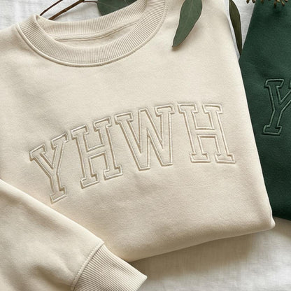 YHWH Embroidered Sweatshirt, Minimalist Christian Crewneck, Aesthetic Faith Based Gift, Tonal Embroidery Bible Sweater, Religious Outfit