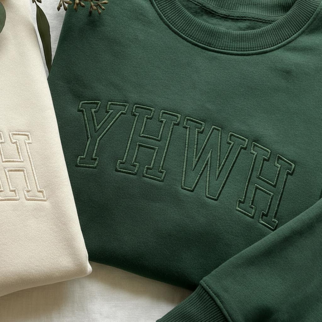 YHWH Embroidered Sweatshirt, Minimalist Christian Crewneck, Aesthetic Faith Based Gift, Tonal Embroidery Bible Sweater, Religious Outfit