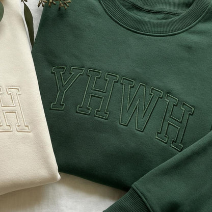YHWH Embroidered Sweatshirt, Minimalist Christian Crewneck, Aesthetic Faith Based Gift, Tonal Embroidery Bible Sweater, Religious Outfit