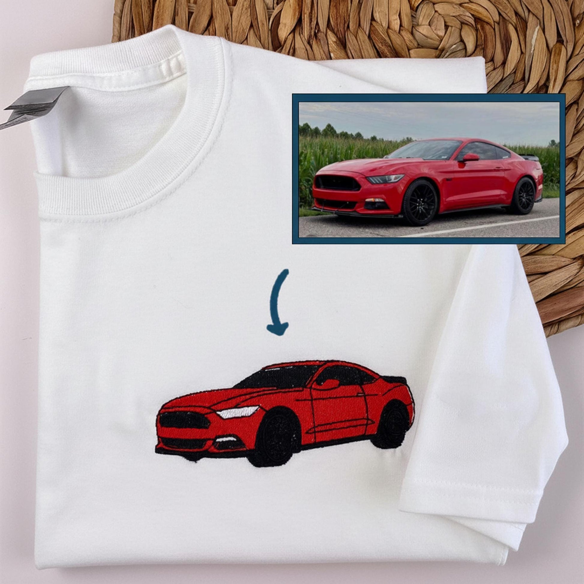 Custom Embroidered Car Portrait Hoodie, Personalized Auto Gift