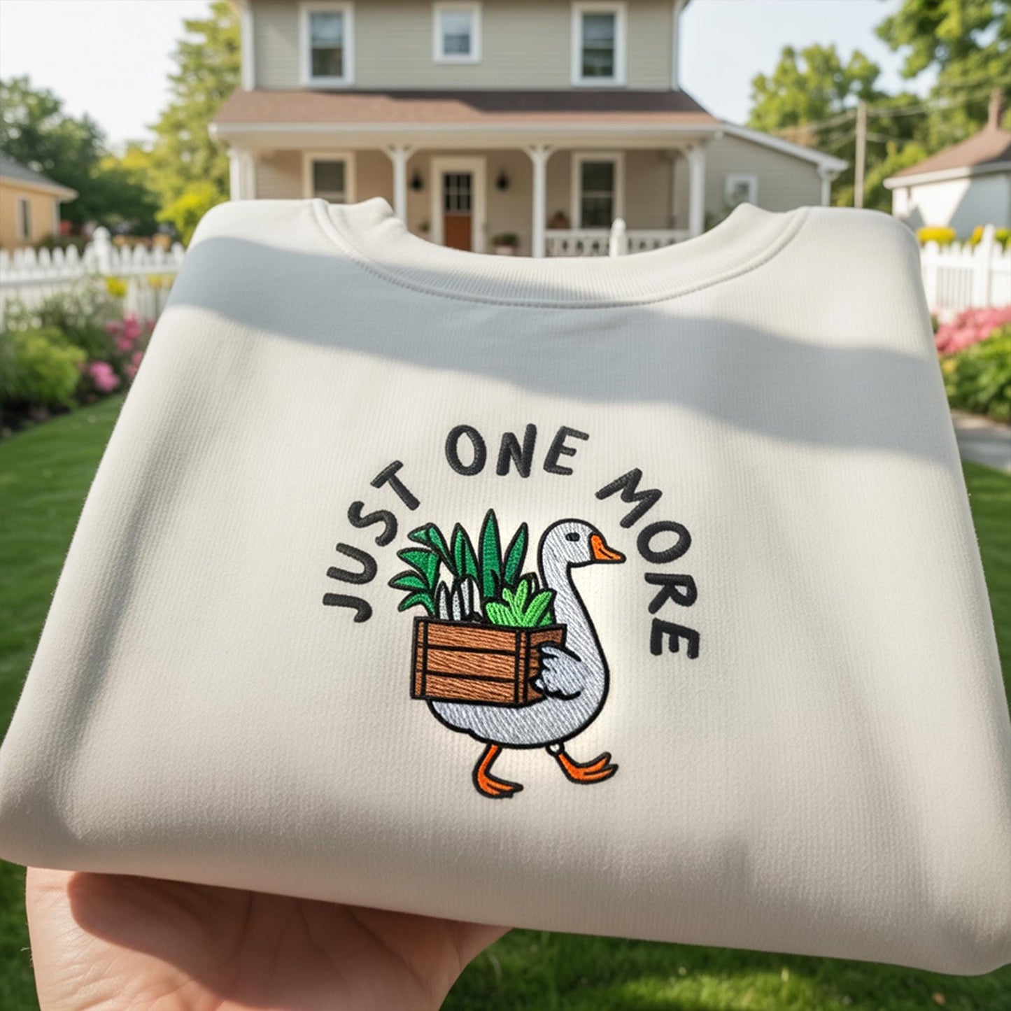 Just One More Plant Duck Embroidered Sweatshirt, Funny Duck Gardener Gift, Aesthetic Houseplant Crewneck, Crazy Plant Lady Jumper,Bird Lover